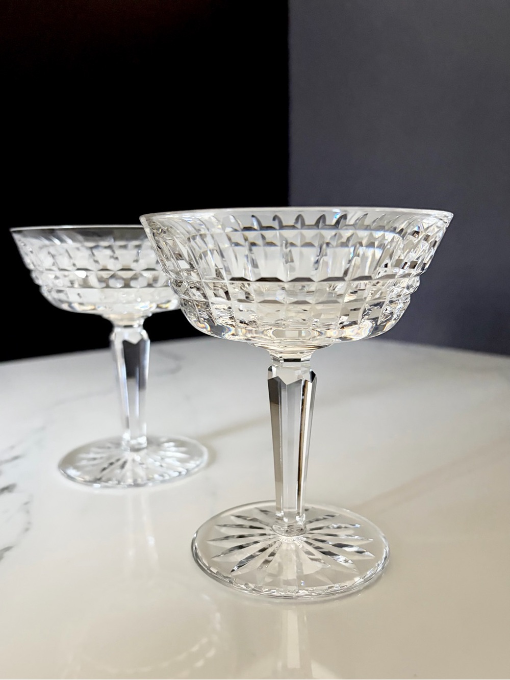 SET of 2 Glenmore Champagne Coupes by Waterford Crystal